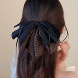 C | レオパード&フラワー柄 異素材ミックス ビッグリボン | Beststore