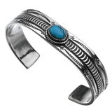 トップフラットターコイズバングルシルバーアクセサリーブレスレットメンズネイティブ… | シルバーアクセサリーBinich  | 詳細画像1 