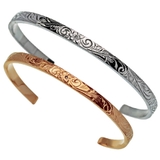 ペア販売ハワイアンハイビスカスジルコニアペアバングルハワイアンジュエリー風ステン… | シルバーアクセサリーBinich  | 詳細画像1 