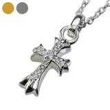 ジルコニアフレアクロスペンダントネックレスシルバーカラータイプ2mmアズキチェー… | シルバーアクセサリーBinich  | 詳細画像1 