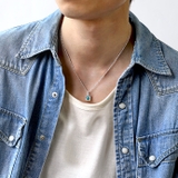 ターコイズインハワイアンスクエアペンダントシルバーカラータイプネックレス2mmア… | シルバーアクセサリーBinich  | 詳細画像2 