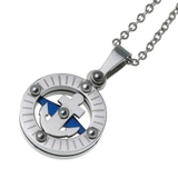 マリンブルーヴォヤージュコンパスペンダント 1 6mm平アズキスチールチェーン付… | シルバーアクセサリーBinich  | 詳細画像1 