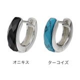 ニューカッティングストーンフープピアスメンズシルバー925アクセサリーオニキスタ… | シルバーアクセサリーBinich | 詳細画像2