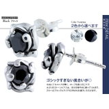 センタージルコニアローズピアスブラックメンズシルバー925アクセサリー片耳用1個… | シルバーアクセサリーBinich | 詳細画像2
