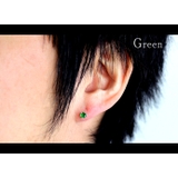 グラッビングジルコニアスタッドピアスグリーンシンプルシルバー925アクセサリー片… | シルバーアクセサリーBinich  | 詳細画像3 