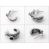 オニキスフェザーフープピアスメンズシルバー925アクセサリー片耳用1個売りBin… | シルバーアクセサリーBinich  | 詳細画像2 