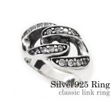 クラシックリンクリングwジルコニアシルバー925アクセサリー指輪Binichビニ… | シルバーアクセサリーBinich  | 詳細画像1 