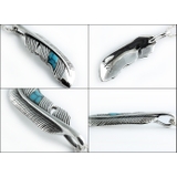 ターコイズインフェザーペンダント2mmアズキチェーンセットメンズネックレスシルバ… | シルバーアクセサリーBinich  | 詳細画像2 