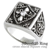 クロスシールドスクウェアリング指輪Binichビニッチ | シルバーアクセサリーBinich  | 詳細画像1 