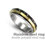 ダブルポリゴンスチールリングスリムステンレスアクセサリー指輪Binichビニッチ | シルバーアクセサリーBinich  | 詳細画像1 