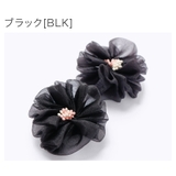 ブラック[BLK] | マカロンカラーのお花ヘアクリップ 2個セット 女の子 髪飾り ヘアアクセサリー | Catherine Cottage