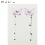 白紫×シルバー[A] | 揺れるチェーン付き ちょうちょヘアクリップ 2個セット | Catherine Cottage