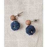 インディゴブルー | 【岩座】本藍染め 水引水晶ピアス | アミナコレクション 