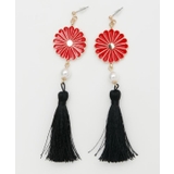 レッド | 【カヤ】菊花ピアス | アミナコレクション