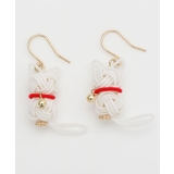 ホワイト | 【カヤ】水引猫ピアス | アミナコレクション 