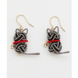 ブラック×グレー | 【カヤ】水引猫ピアス | アミナコレクション 