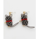 ブラック×グレー | 【カヤ】水引猫イヤリング | アミナコレクション 