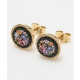 ブラック | 【欧州航路】【ベネチアンガラス】モザイクスタッズミニピアス | アミナコレクション 