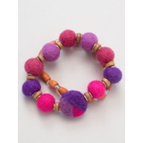 パープル | 【チャイハネ】カラフルフェルトボールブレスレット2本セット | アミナコレクション