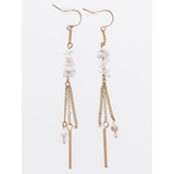 ホワイト | 【Kahiko】さざれ石スティックロングピアス | アミナコレクション