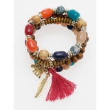 レッド | 【チャイハネ】エスニックビーズブレスレット 4本セット | アミナコレクション 