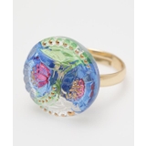 ブルーグリーン | 【欧州航路】チェコガラスボタンリング | アミナコレクション 