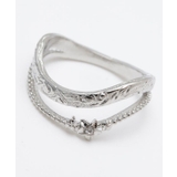 シルバー | 【Kahiko】プルメリアクロスピンキーリング | アミナコレクション