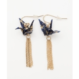 インディゴブルー | 【カヤ】飛び鶴ピアス | アミナコレクション