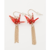 レッド | 【カヤ】飛び鶴ピアス | アミナコレクション