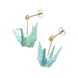 ブルー | 【カヤ】折り鶴 青海波ピアス | アミナコレクション