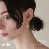 【 金属アレルギー対応 】 オーバルストーン フックピアス | ciite' | 詳細画像1