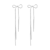 シルバー | ピアス アクセサリー リボン アクセサリー ロングチェーンピアス | COCOMOMO