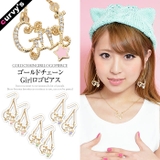 (ゴールドチェーンGirlロゴピアス)ピアス アクセサリー ジュエリー | curvy's  | 詳細画像1 