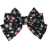 15.ブラックフラワー | (ビッグとろみダブルリボンバレッタ&ゴム) バレッタ ヘアゴム | curvy's 