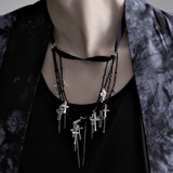 NOVESSELGIMMICK CROSS多連チェーンビーズチョーカー 全2色 | ililil | 詳細画像1