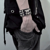 NOVESSELスカルPUレザーブレスレット 全1色 合成皮革 | ililil | 詳細画像1