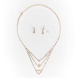 [2点SET]Vライン3連ビジューネックレス＆ピアスセット[店内アクセ] | Dazzy | 詳細画像3 