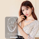 アーチドロップラインビジューネックレス&ブレスレット&リング&ピアスセット | Dazzy | 詳細画像1