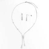 [2点SET]チェーン ドロップ ストーン ネックレス ＆ ピアスセット | Dazzy | 詳細画像2 