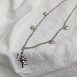 エンジェル&ハート モチーフ シルバー チェーン ネックレス | Decorative | 詳細画像7