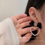 ブラックリボン&ハートピアス ビジュー パール | Decorative | 詳細画像3