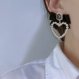 ブラックリボン&ハートピアス ビジュー パール | Decorative | 詳細画像2