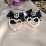 ブラックリボン&ハートピアス ビジュー パール | Decorative | 詳細画像5