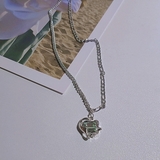 ネックレス 変形 ハート グリーン ストーン シルバー チェーン | Decorative | 詳細画像2