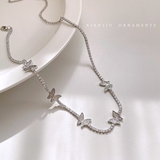 蝶々モチーフ ラインストーン チョーカー ショートネックレス シルバー | Decorative  | 詳細画像3 