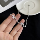 蝶々モチーフ ラインストーン チョーカー ショートネックレス シルバー | Decorative  | 詳細画像4 