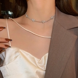 蝶々モチーフ ラインストーン チョーカー ショートネックレス シルバー | Decorative  | 詳細画像6 