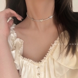 蝶々モチーフ ラインストーン チョーカー ショートネックレス シルバー | Decorative  | 詳細画像7 