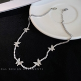 蝶々モチーフ ラインストーン チョーカー ショートネックレス シルバー | Decorative  | 詳細画像8 