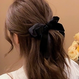 ブラック | ベロアとオーガンジーのダブルリボンヘアクリップ | インナーショップDiamondHearts